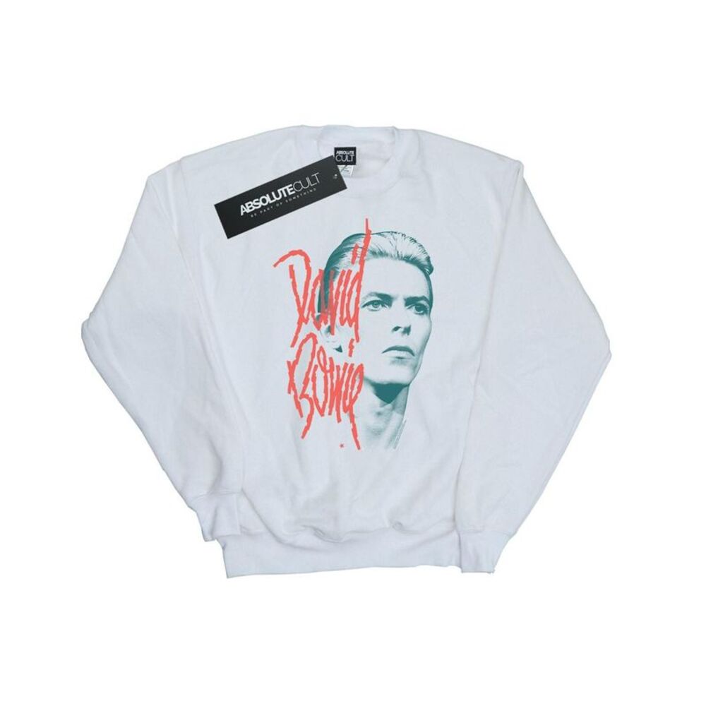 David Bowie Mens Mono Stare Sweatshirt / White
